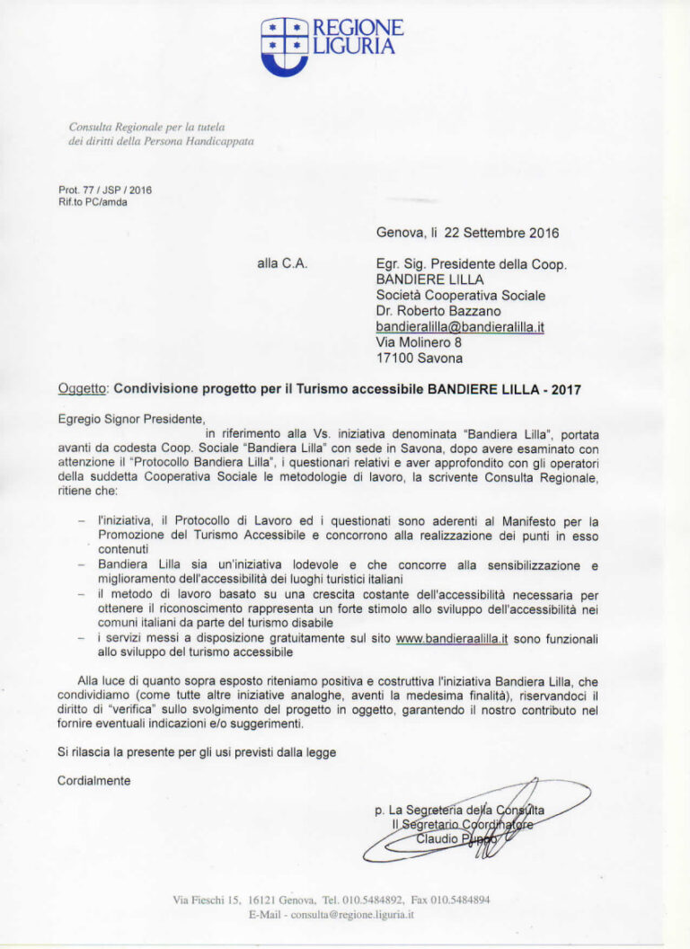 Sostegno Consulta Ligure