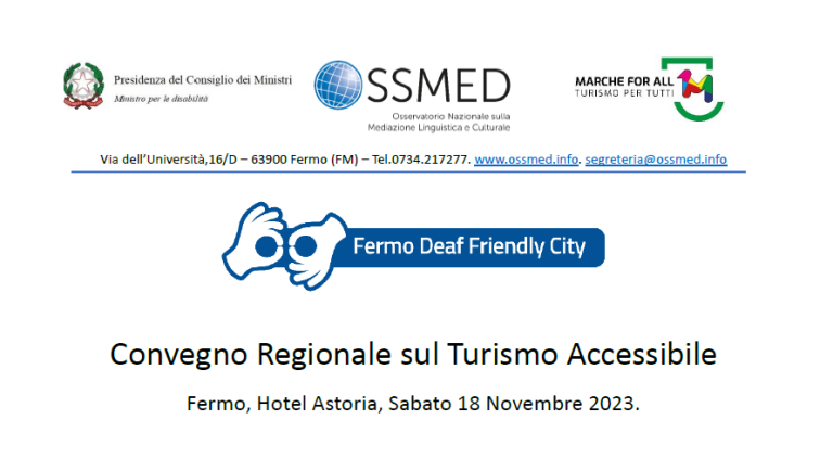 Convegno regionale per il turismo accessibile a Fermo il 18 Novembre 2023