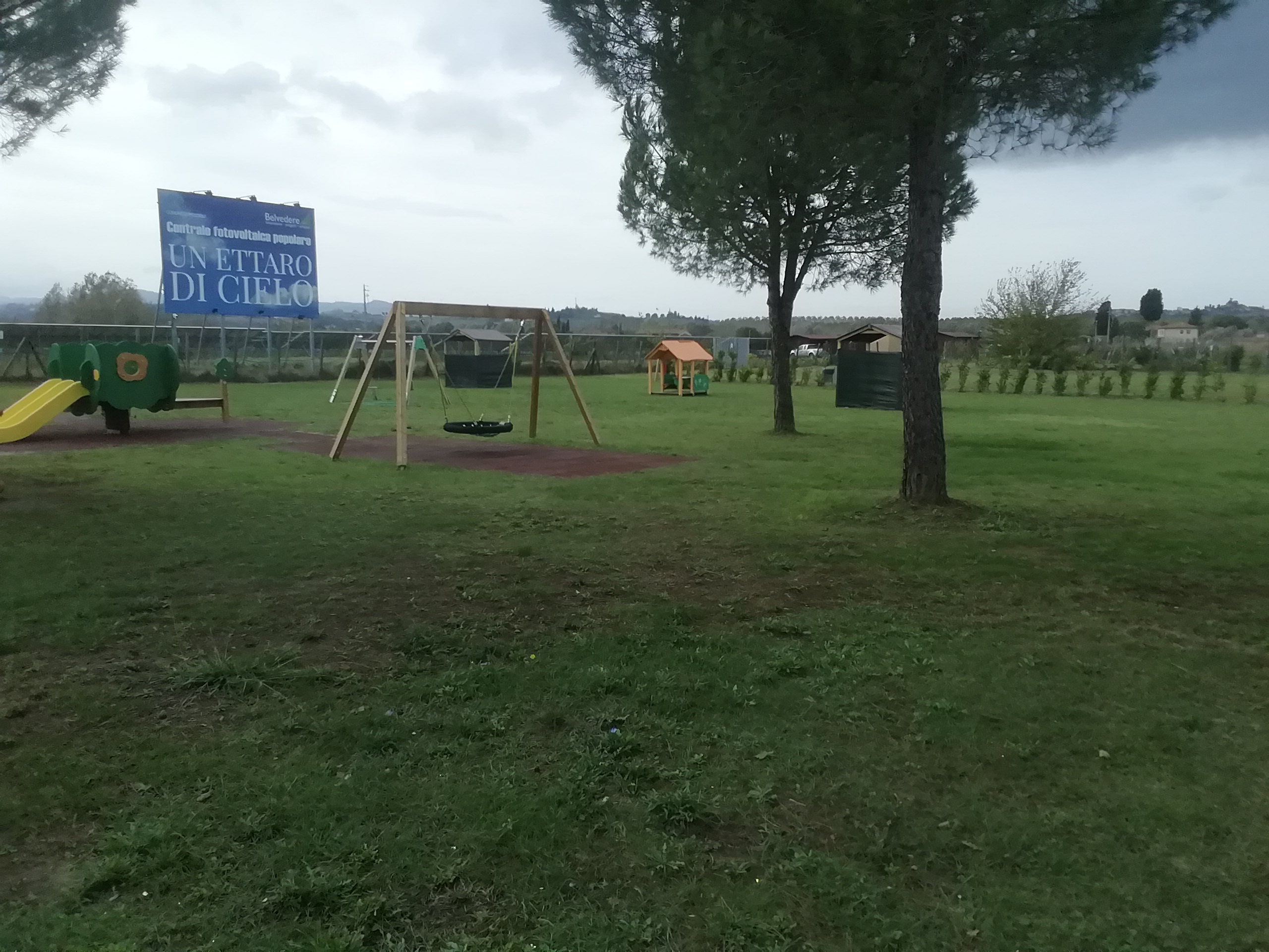 Giochi inclusivi su un ampio prato con alberi